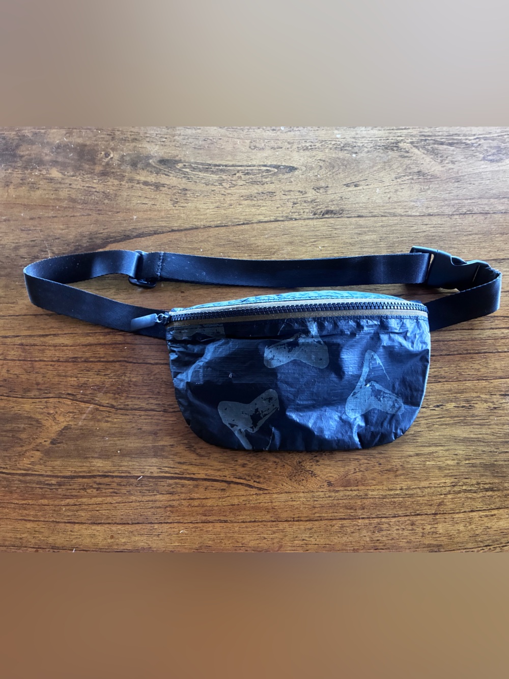 ALOHA Collection Black Men's Belt Bag with Subtle Camouflage